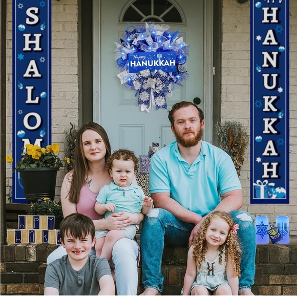 Happy Hanukkah🕎Chanukah🕎Lighted Door 18 inch Wreath w Bows🎀 - Picture 9 of 12